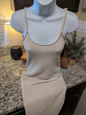 H&M Beige Textured Slip Dress
